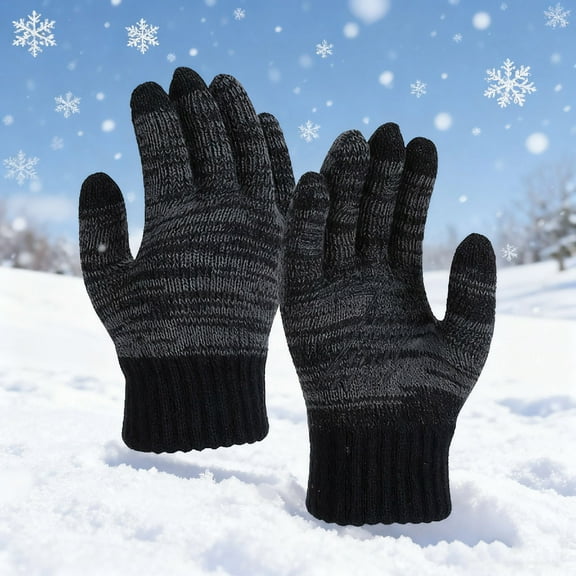 Sunvit-Panties Winter Touchscreen Gloves Women and Men, Black Knitted Non-Slip Warm Gloves, One Size Fits Most for Cold Weather Daily Commuting & Driving,Size Free Size