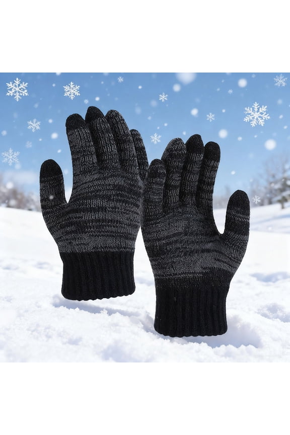 Winter Touchscreen Gloves Women and Men, Black Knitted Non-Slip Warm Gloves, One Size Fits Most for Cold Weather Daily Commuting & Driving,Size Free Size