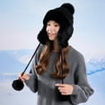thumbnail image 1 of Sunvit-Panties Women and Men Black Winter Trapper Hat - Soft Faux Faux Fur Warm Hat with Ear Flaps, Cable Knit Nylon Spandex Hat for Cold Weather Outdoor,Size Free Size, 1 of 6