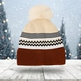 thumbnail image 1 of Sunvit-Panties Women and Men Brown Pom Pom Beanie - Warm Cuffed Winter Hat, Stretch Nylon Spandex One Size Fits Most for Cold Weather Daily Outings,Size Free Size, 1 of 4