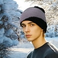 thumbnail image 1 of Sunvit-Panties Women and Men Gray Color Block Beanie - One Size Fits Most, Nylon Spandex Rib-Knit Cuffed Beanie for Fall/Winter Cold Weather Warmth,Size Free Size, 1 of 7