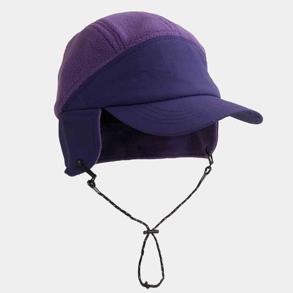 Sunvit-Panties Women and Men Purple UV Protection Hat - 100% Polyester Convertible Earflaps, Adjustable Chin Strap Outdoor Multi-Season Curved Brim Cap (UPF 50+),Size Free Size