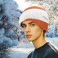 thumbnail image 1 of Sunvit-Panties Women and Men Warm Orange Color Block Beanie - Rib-Knit Cuffed, Nylon Spandex, One Size Fits Most for Fall Winter Cold Weather,Size Free Size, 1 of 6