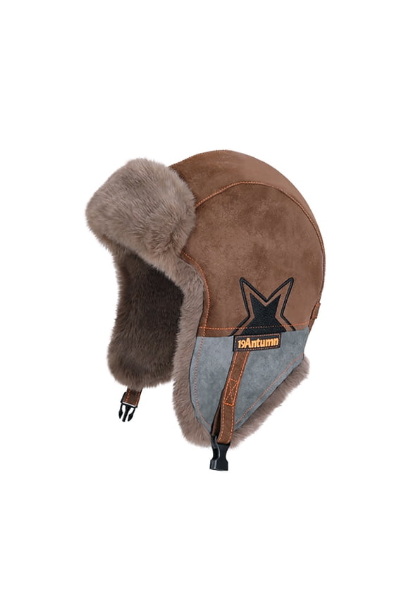 Women and Men Winter Trapper Hat - Warm Faux Faux Fur Lined Coffee Hat with Adjustable Chin Strap for Cold Weather Outdoor Skiing Hiking,Size Free Size