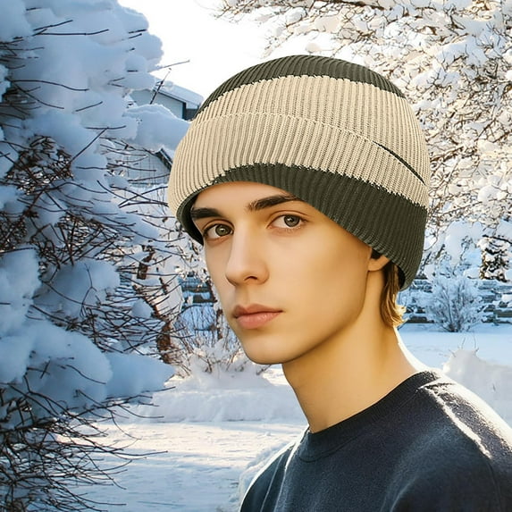 Sunvit-Panties Women and Men Winter Warm Color Block Beanie - Army Green, One Size Fits Most (52-56CM), Nylon Spandex Rib-Knit Cuffed Beanie for Fall Cold Weather,Size Free Size
