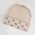 thumbnail image 1 of Sunvit-Panties Womens Beige Cuffed Knit Beanie with Rhinestone Heart - 100% Polyester Warm Winter Fashion Hat for Female,Size Free Size, 1 of 3