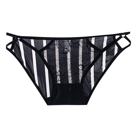 VONCOS Womens Black Low-Rise Bikini Panties Size L - Nylon Spandex Stretchy, Lace Trim & Side Cut-Out, Comfortable for Daily/Special Occasions