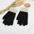 thumbnail image 1 of Sunvit-Panties Womens Black Winter Gloves - Touchscreen Compatible Acrylic Knit with Faux Faux Fur Cuff, Finger-Separated Warm Gloves for Casual Outdoor Use, One Size Fits Most,Size Free Size, 1 of 3