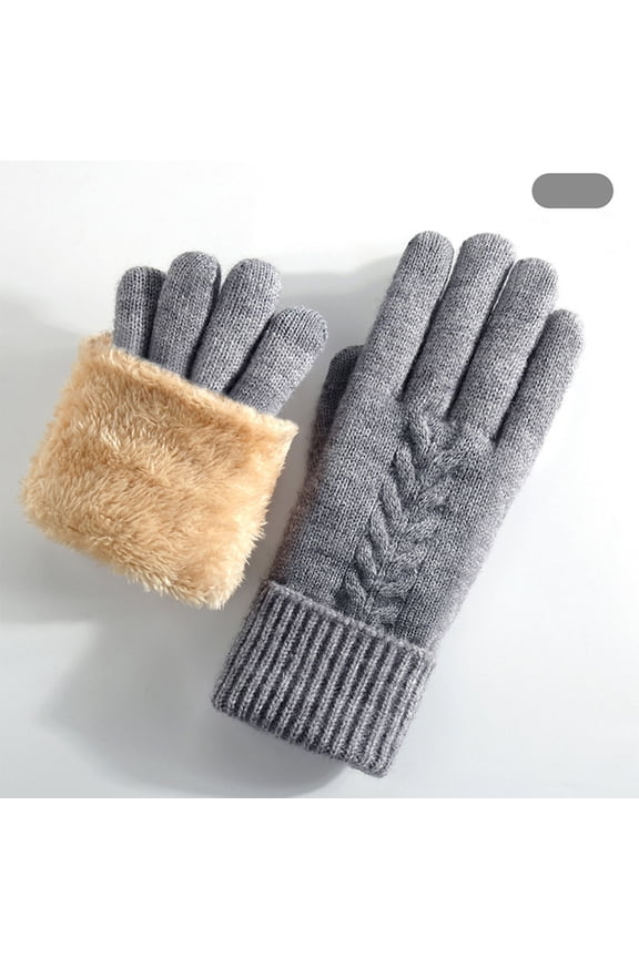 Womens Cold Weather Gloves - Touchscreen Acrylic Knit with Plush Lining, Gray Free Size Warm Winter Gloves for Ladies,Size Free Size