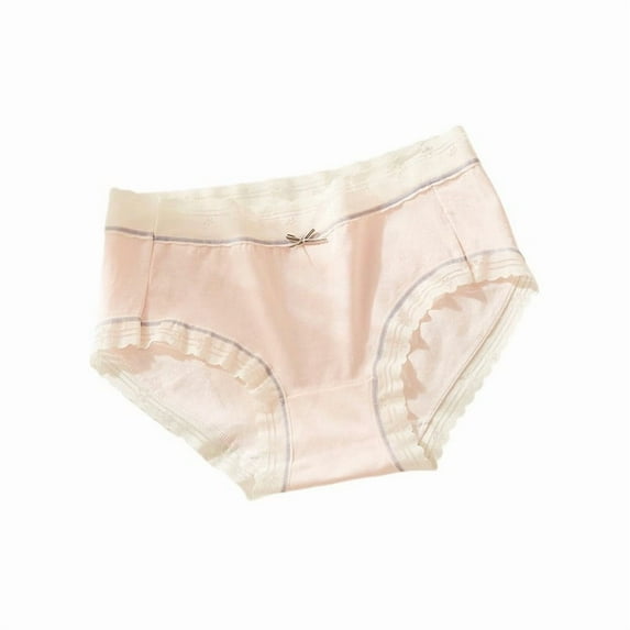Sunvit-Panties Womens Cotton Briefs - Mid-Rise, Pink Color, Size XL, Soft Breathable with Lace Trim & Bow Detail, All-Day Comfort for Everyday Wear