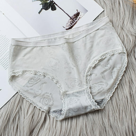 Sunvit-Panties Womens Cotton Mid-Rise Briefs - Gray, Size XL - Breathable Lace Trim Soft Elastic Waist Daily Wear Skin-Friendly Underwear