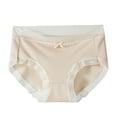 thumbnail image 1 of Sunvit-Panties Womens Cotton Mid-Rise Briefs with Lace Trim & Scalloped Waist - All-Day Comfort for Everyday Wear, Feminine Bow Accent, Beige, Size XL, 1 of 2