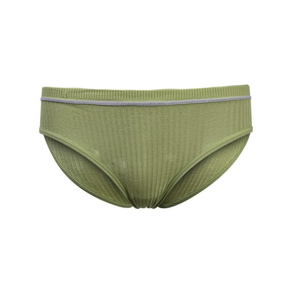 Sunvit-Panties Womens Green L Size Nylon Spandex Bikini Underwear - Ribbed Knit, Contrasting Waistband, Breathable Stretchy for Everyday Wear, Hip-Hugging Fit