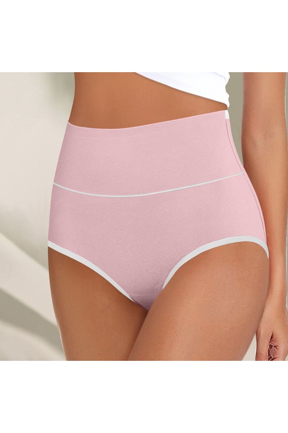 Womens High Waisted Panties, Comfortable Tummy Control Stretchy Nylon Spandex, No Roll Full Coverage, Pink, Size L - 1 Piece for Everyday Wear, Office & Lounging