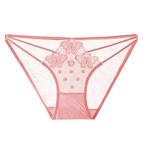 Sunvit-Panties Womens Hot Pink Sheer Mesh Triangle Panty - Nylon Spandex Lace Butterfly Floral, Soft Stretch Comfortable, Free Size for Daily & Special Occasions