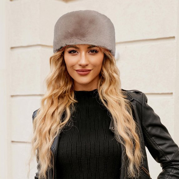 Sunvit-Panties Womens Khaki Faux Faux Fur Beanie - Warm Acrylic Winter Hat, One Size Fits Most for Cold Weather Daily Wear,Size Free Size