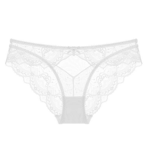 Sunvit-Panties Womens Lace Bikini Panties - Low Rise, White Size XL, Soft Stretchy with Bow, Sheer Details, Comfort for Daily & Date Nights, 1PC