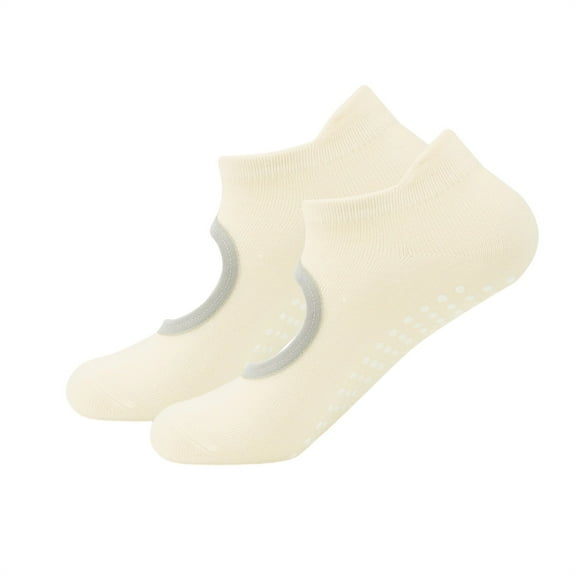 Sunvit-Panties Womens Low Cut Ankle Socks Non Slip with Silicone Grip Dots - Stretchy Nylon Spandex, One-Size-Fits-Most Beige Socks for Yoga, Daily Wear,Size Free Size
