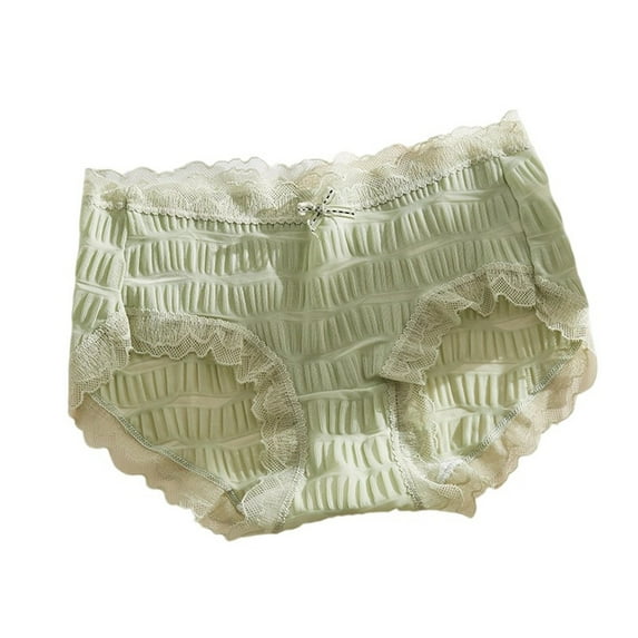 Sunvit-Panties Womens Mid-Rise Cotton Lace Underwear - Breathable, Soft, Green Color, Size L - Ideal for Everyday Wear & Home/Casual Outings