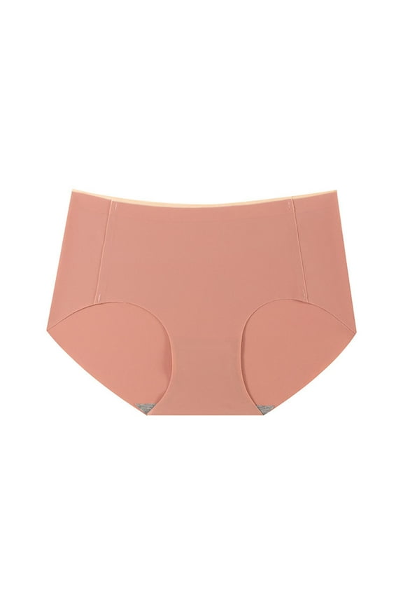 Womens Mid-Rise Seamless Underwear - Pink, Size XL - No Panty Lines, Anti-Chafing - Soft Nylon with Hygienic Crotch Lining for Daily Wear