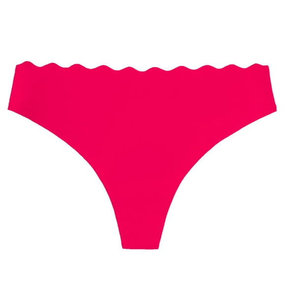 Sunvit-Panties Womens Red Thong Panties - Nylon Spandex Seamless, Scalloped Waistband, VPL-Free for Form-Fitting Clothes, Size XL (1 Piece)