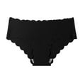 thumbnail image 1 of Sunvit-Panties Womens Seamless Bikini Underwear - Scalloped Edge, Black, Size L - Comfortable Stretchy Nylon Spandex, Breathable for Daily Wear & Fitted Clothes, 1 of 2