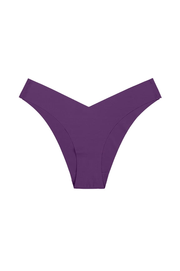 Womens Seamless Underwear - Soft 100% Polyester No-Show Bikini/Thong, Purple Size XL, Ideal for Everyday & Form-Fitting Clothes