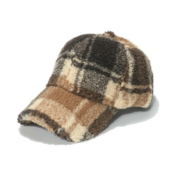 Sunvit-Panties Womens Winter Plush Baseball Cap - Vintage Multicolor Plaid, Adjustable Fit (57-59cm), Warm 100% Polyester, Classic Curved Brim for Daily & Outdoor Wear,Size Free Size