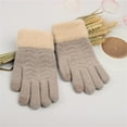 thumbnail image 1 of Sunvit-Panties Womens Winter Touchscreen Gloves - Beige Acrylic Knit with Faux Faux Fur Cuff, Casual Warm Finger-Separated Gloves for Daily Commuting, One Size Fits Most,Size Free Size, 1 of 3