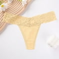 thumbnail image 1 of Sunvit-Panties Womens Yellow Lace No Show Thong - Size L, Soft Stretch 95% Polyester 5% Spandex, Breathable Skin-Friendly for Everyday/Workout/Date Night, 1 of 8