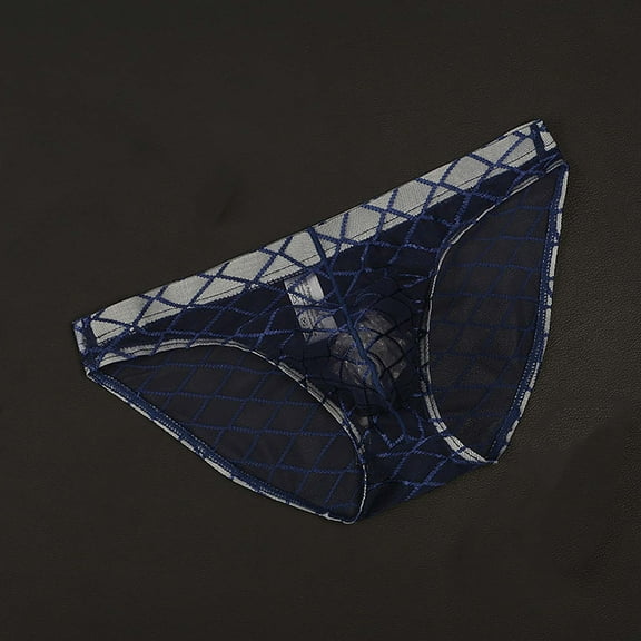 Sunvit-Panties Young Mens 100% Polyester Diamond Mesh Bikini Briefs - Blue, Size M - Breathable Low-Rise with Elastic Waist for All-Day Comfort