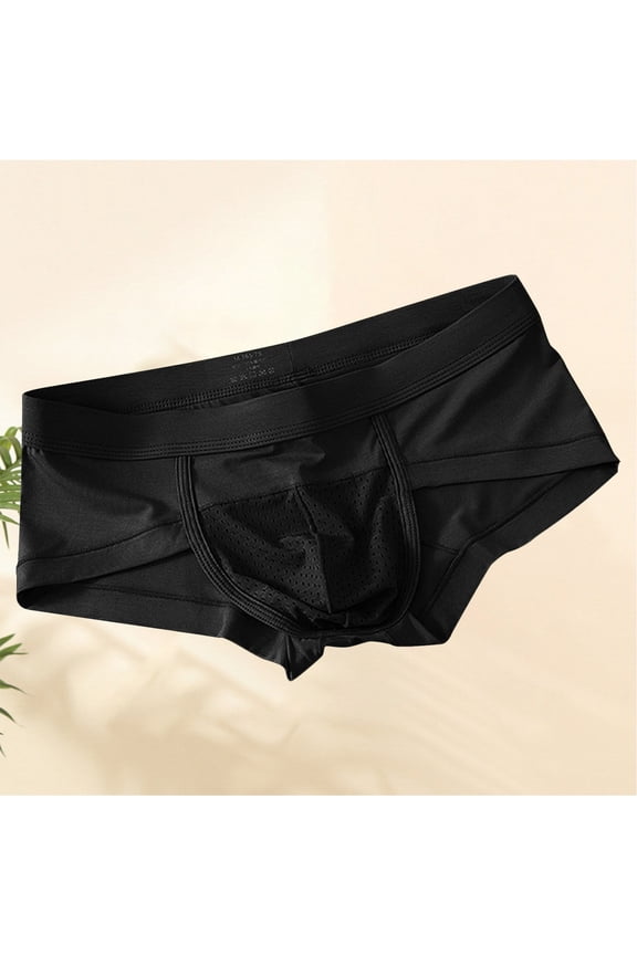 Young Mens Trunk Underwear, Cotton Viscose Blend Stretchy Mid-Rise, Breathable Mesh Pouch Chafe-Free, Black, Size M