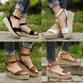 thumbnail image 1 of Sunvit Women's Platform Sandals Mid Heels Casual Open Toe Wedges Espadrille Summer Slide Sandals #419 White, 1 of 5