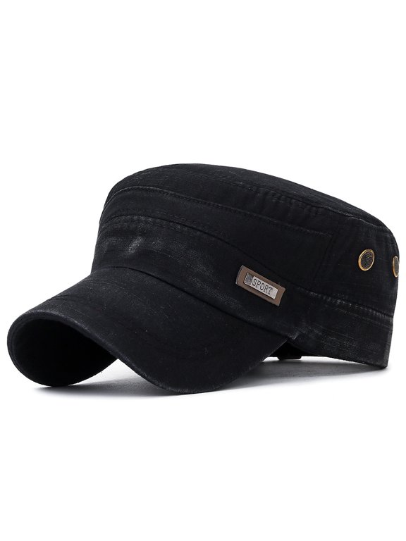 Womens Baseball Caps- Fashion Unisex Military Style Flat Cap Vintage Baseball Cap Sport Sun Hat #23 Black
