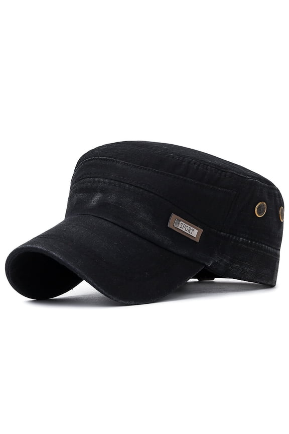 Womens Baseball Caps- Fashion Unisex Military Style Flat Cap Vintage Baseball Cap Sport Sun Hat #23 Black