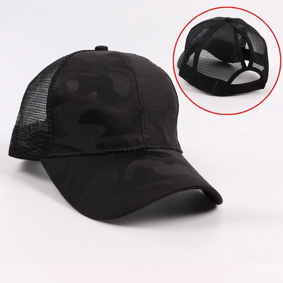 Sunvit Womens Baseball Caps- Women Men Camouflage Breathable Beach Adjustable Baseball Cap Sun Hat #612 Black