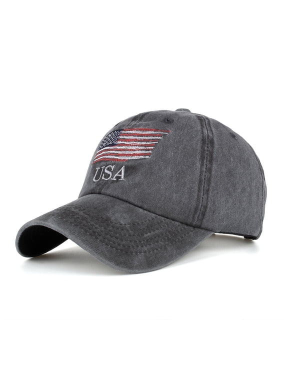Womens Hats Baseball Caps- Classic American Flag USA Embroidered Baseball Cap Cap Cotton Hat Sports Sun Hat #363 Black