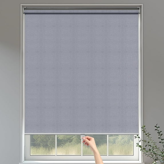 Sunvivi 100% Blackout Roller Shades for Windows, Pull Down Shades with Thermal Insulated Waterproof Fabric,46"x72", Light Grey