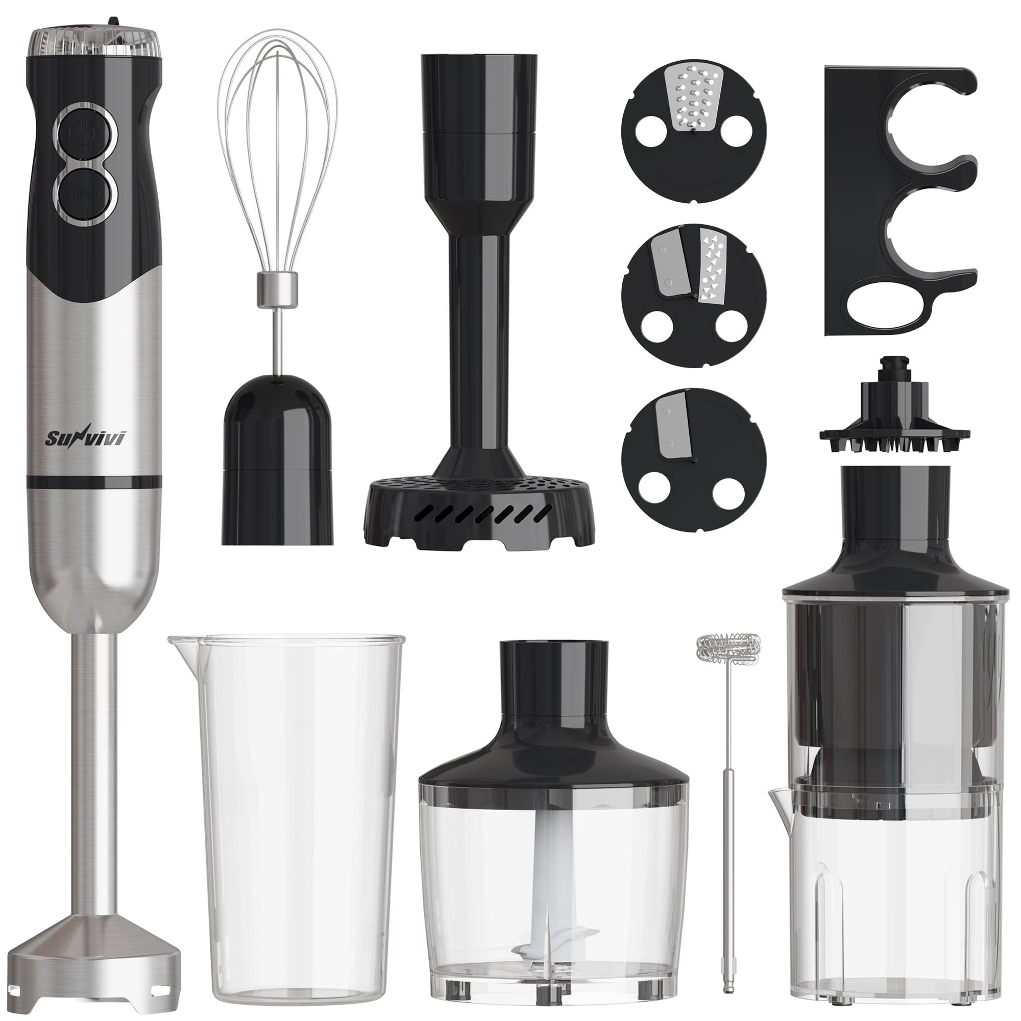 Sunvivi 1000W Hand Blender: 12 Speeds, 10 Attachments for Smoothies, Soups & More – Effortless Blending in Seconds!