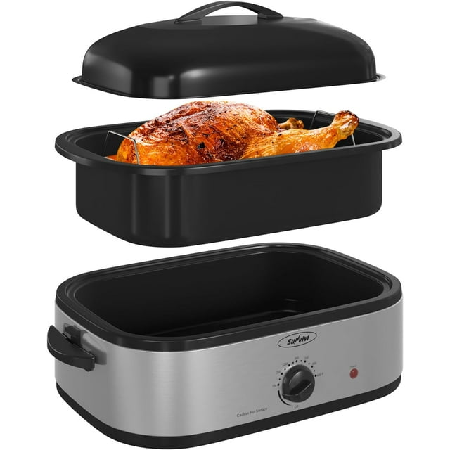 Sunvivi 14Quart Electronic Roaster, SelfBasting Lid, Removable Pan