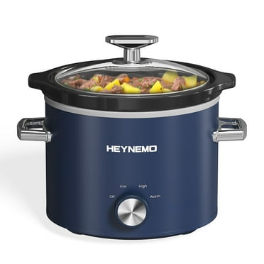 Sunvivi 2 Quart Slow Cooker, Small Slow Cooker with Removable Ceramic Pot, Slow Cooker Food Warmer with 3 Heating Settings & Dishwasher Safe Glass Lid, Blue