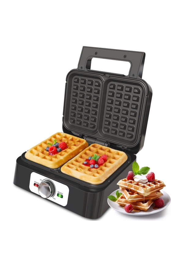 2-Slice Belgian Waffle Maker, Electric Waffle Iron with Temperature Control, Nonstick Plates & Indicator Lights, Easy Clean