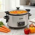 thumbnail image 1 of Sunvivi 4QT Programmable Slow Cooker with Locking Lid, Removable Ceramic Pot, 3 Heating Settings & Timer, Stainless Steel, Silver, 1 of 10