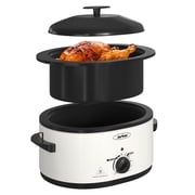 Sunvivi Roaster Oven with Self-Basting Lid, Electric 8-Quart Turkey Roaster Oven with Removable Pan and Rack, Stainless Steel, White