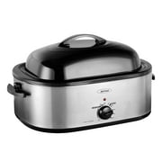 Sunvivi 18 Quart Electric Roaster with Self-Basting Lid, Removable Pan, and Cool-Touch Handles, Silver