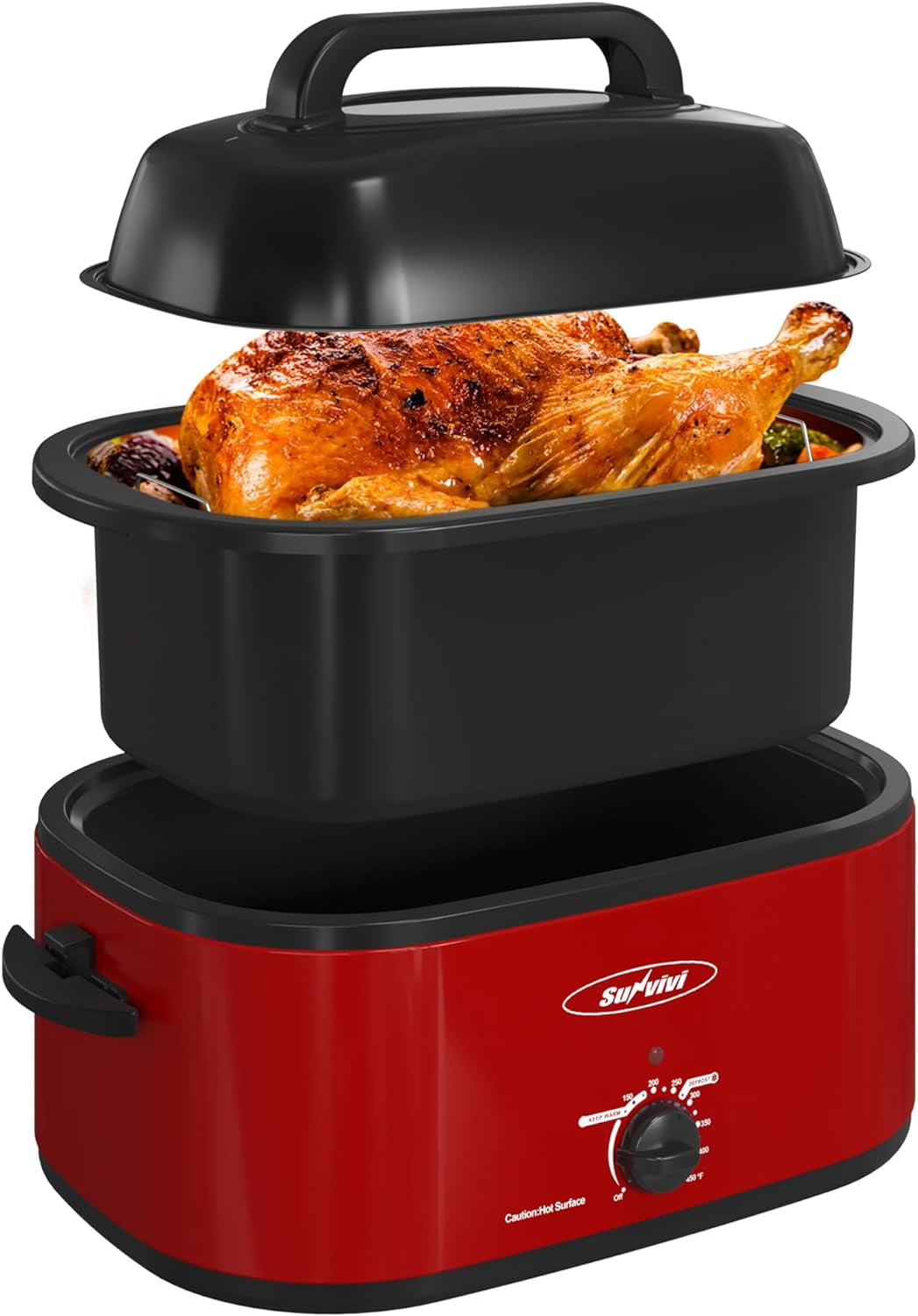 Sunvivi Electric Roaster,20 Quart Roasting Oven with SelfBasting Lid Removable Pan,Turkey