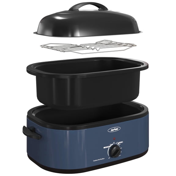 Sunvivi 20 Quart Electric Roaster Oven with Self-Basting Lid, Blue