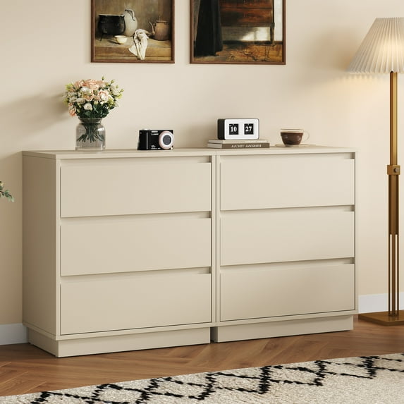 Sunvivi Large Wood Nighstand Set of 2 with 3 Drawers