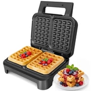 Sunvivi Nonstick Waffle Machine, 2 Slices Waffle Iron, Electric Breakfast Maker with Temp Control & Indicator Light, Easy to Clean, Black