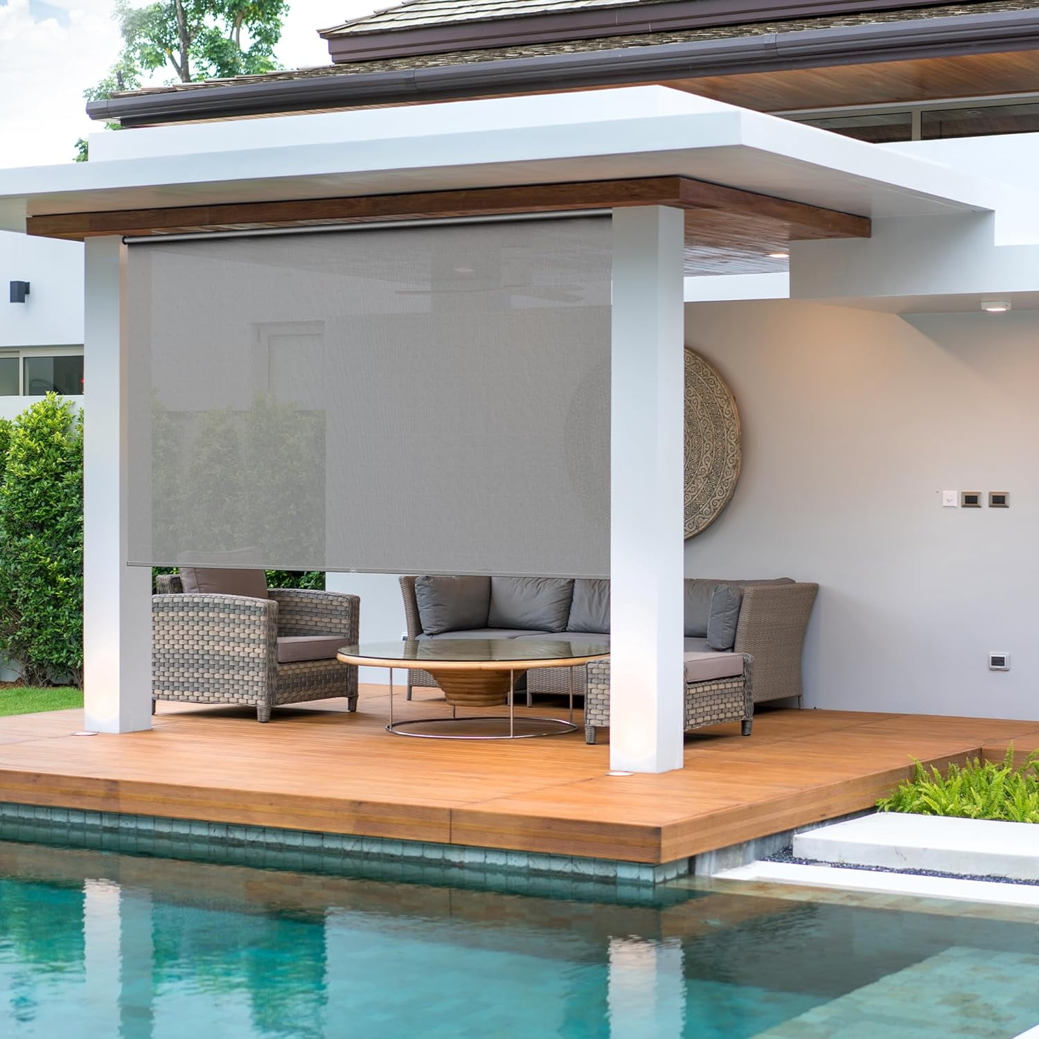 SUNVIVI Ombrellone Da Giardino 190 Cm | Aste In Metallo, 6 Stecche | Poliestere UV Resistente | Con Manovella E Inclinazione A Pulsante 360°